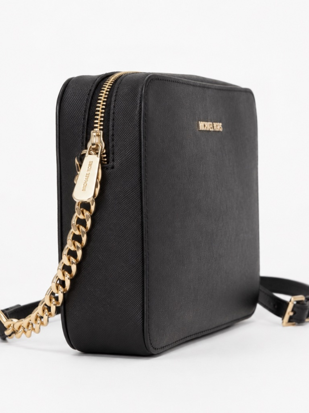 Michael Kors Black Saffiano Crossbody Gold Chain Bag - Picture 4 of 6